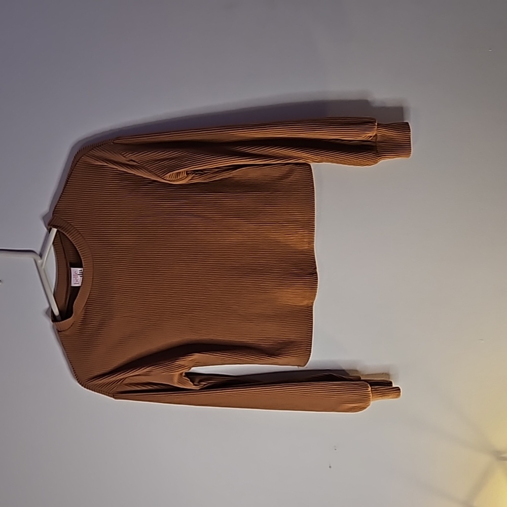 Belle du Jour Cropped Long Sleeve Shirt Tan XS